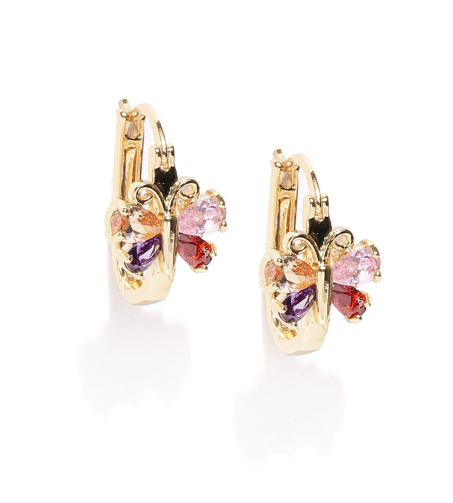 YouBella Red  Purple Gold-Plated Stone Stud Earrings